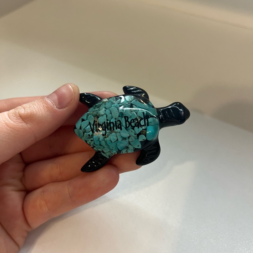 Virginia Beach Turtle Decorative Figurine - Turquoise & Black